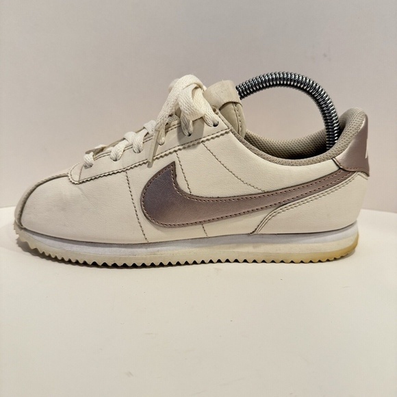 Nike Cortez Basic Leather Cream Metallic Bronze Swoosh Youth Classic L.A. Shoes - Picture 6 of 13